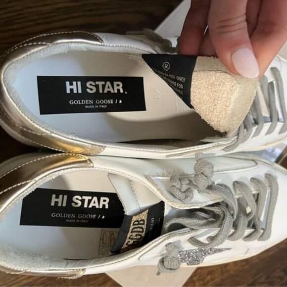 NWT Golden Goose High Star Sneakers in Silver Glitter - Picture 4 of 12